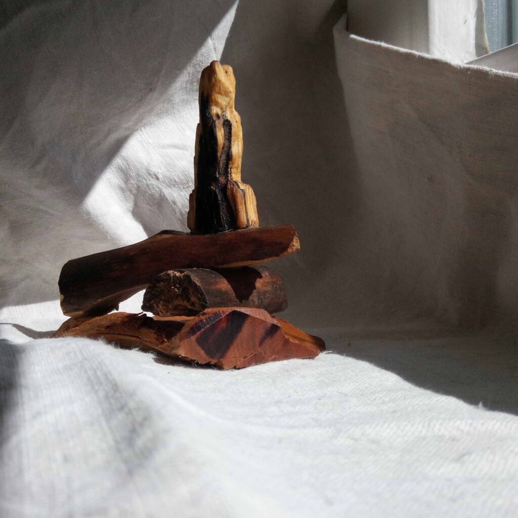 Tobias Funk. 2022. Sinnbild der Einfalt (Ansicht 1). Skulptur, morsches und altes Holz von Birke, Restholz von Kirsche (Fundorte: Hatzfeld-Reddighausen, Homberg-Dannenrod), Verklebung mit Holzleim, Lasur mit Bioolivenöl, unten mit Monogramm gestempelt und Entstehungsjahr versehen. 9,5 x 10 x 7 cm