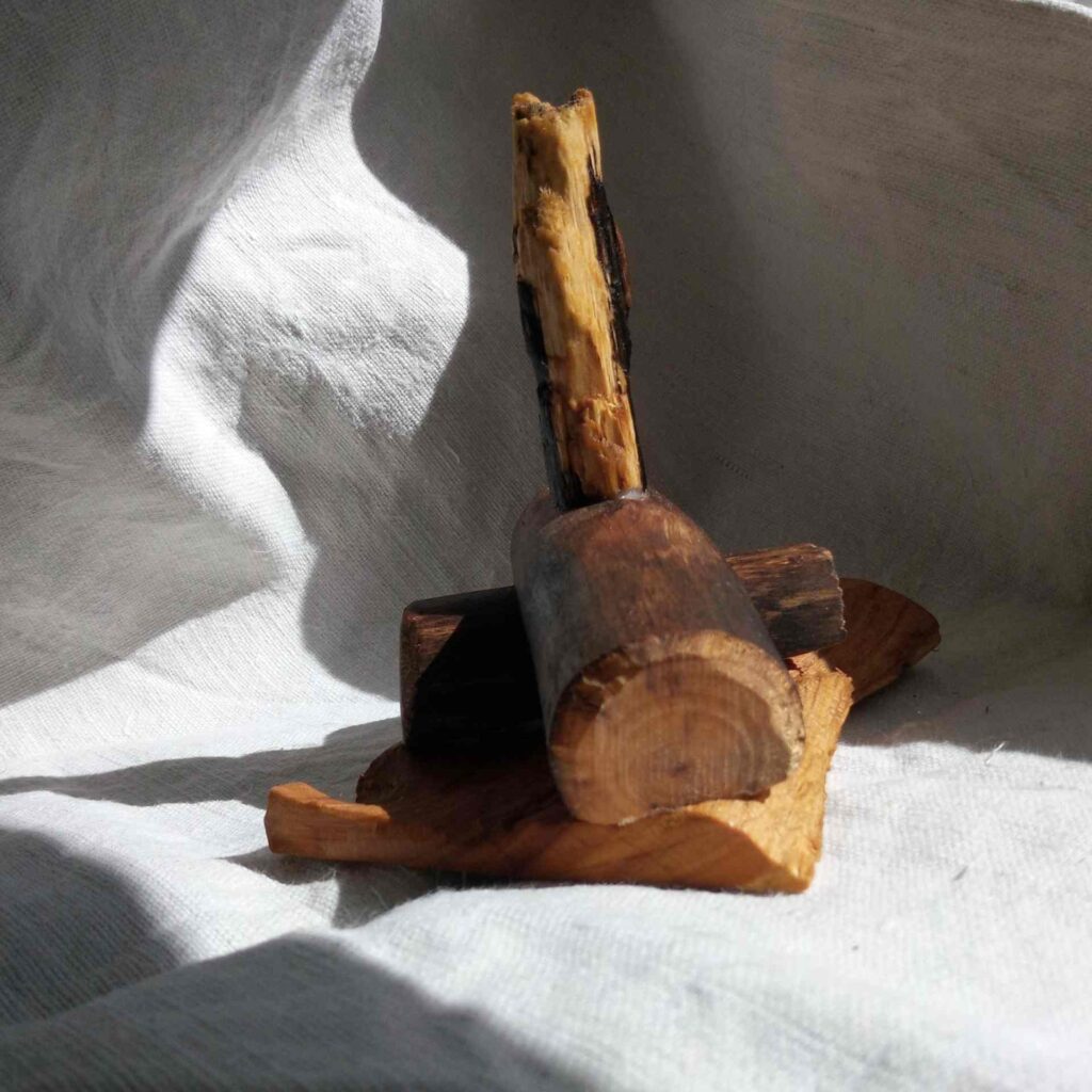 Tobias Funk. 2022. Sinnbild der Einfalt (Ansicht 5). Skulptur, morsches und altes Holz von Birke, Restholz von Kirsche (Fundorte: Hatzfeld-Reddighausen, Homberg-Dannenrod), Verklebung mit Holzleim, Lasur mit Bioolivenöl, unten mit Monogramm gestempelt und Entstehungsjahr versehen. 9,5 x 10 x 7 cm